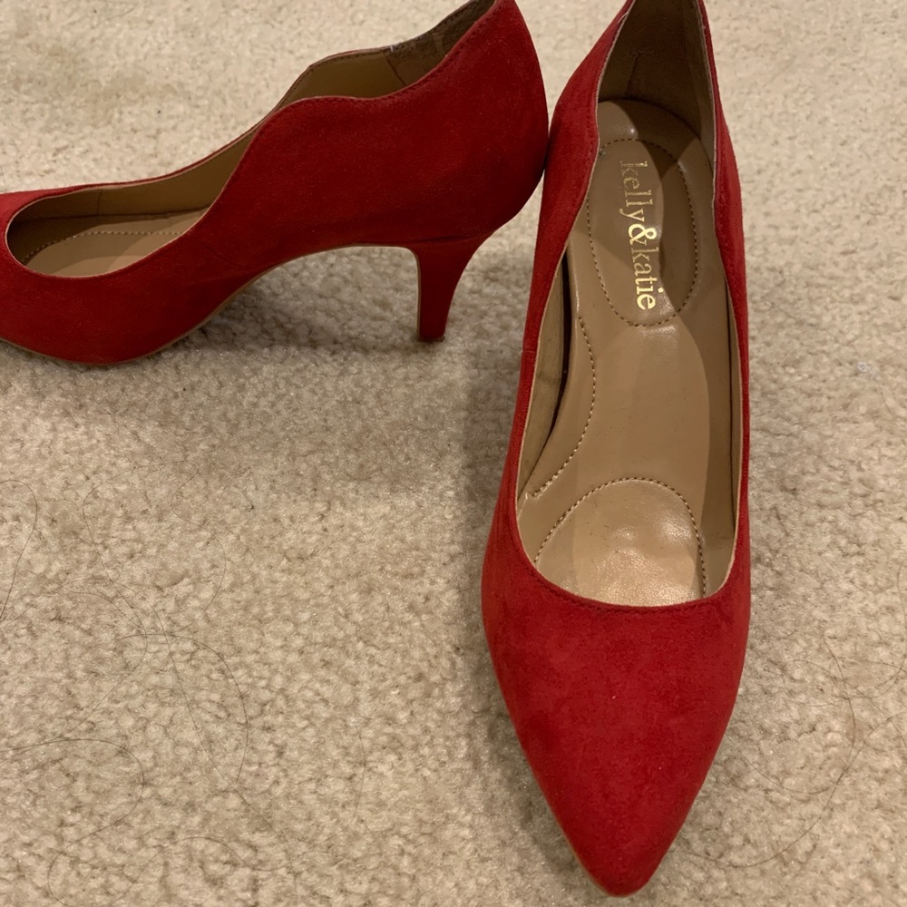 USED Kelly&Katie Red Kitty Heels 6 1/2